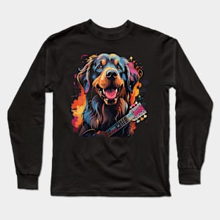 Tibetan Mastiff Playing Guitar Long Sleeve T-Shirt